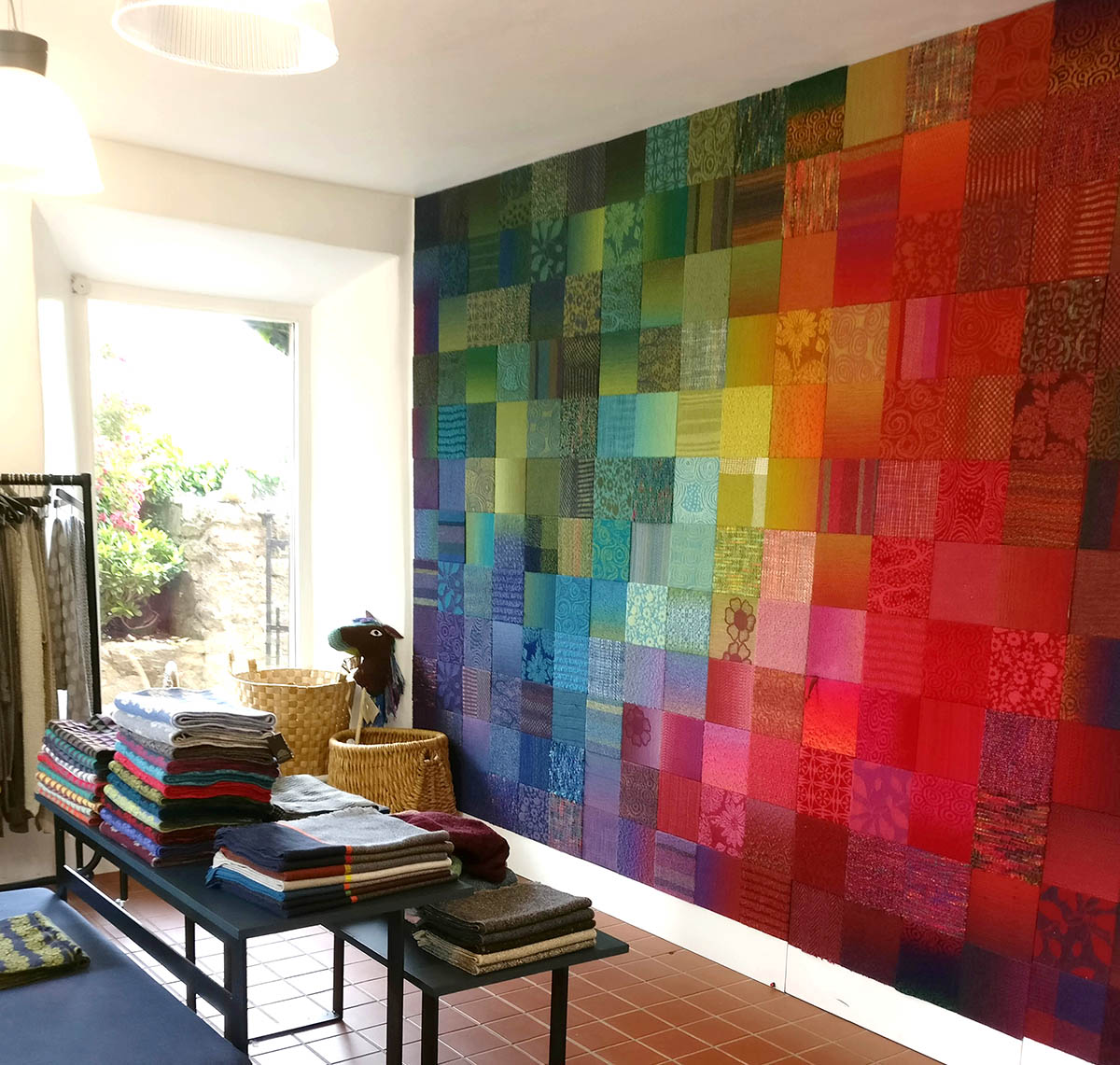 Shop wall colourful wool patterns